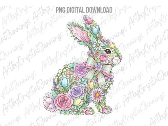 Download Spring Floral Easter Bunny Rabbit PNG - Spring floral Collection