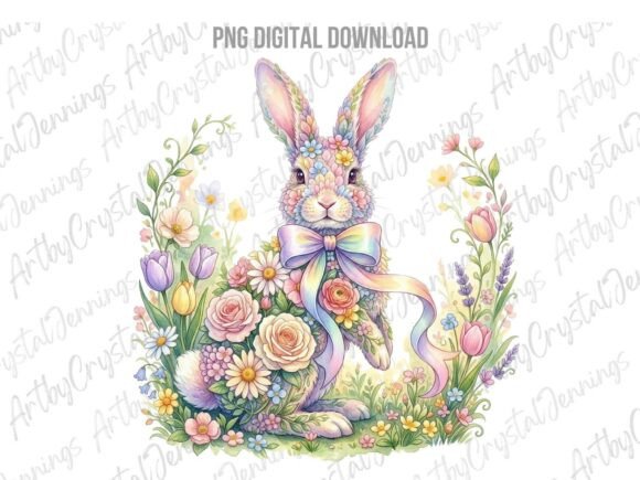 Download Spring Floral Easter Bunny Rabbit PNG - Spring floral Collection