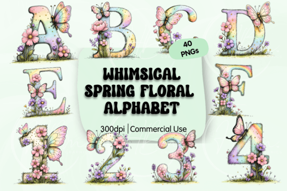 Download Whimsical Spring Floral Alphabet Clipart - Spring floral Collection