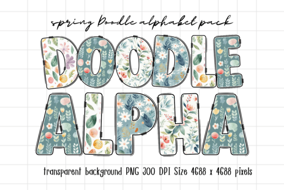 Download Watercolor Spring Floral Doodle Alphabet - Spring floral Collection