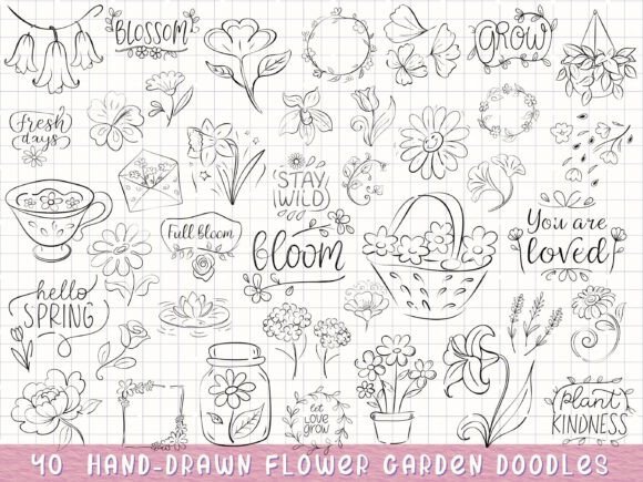 Download Hand Drawn Flower Garden, Spring Floral - Spring floral Collection