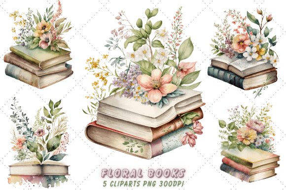 Download Watercolor Spring Floral Books Clipart - Spring floral Collection