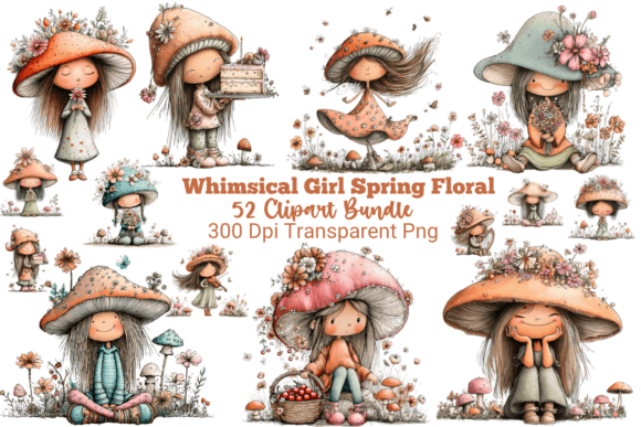 Download 50+ Whimsical Girl Spring Floral Clipart - Spring floral Collection