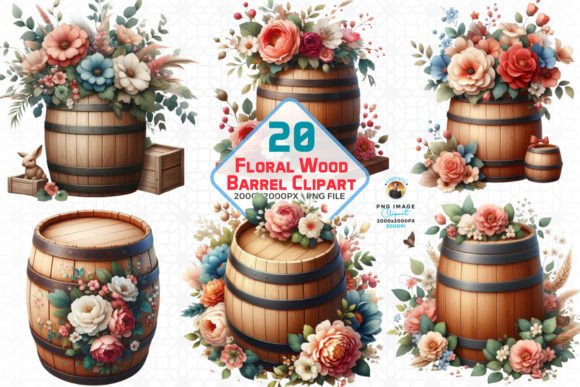 Download Spring Floral Wooden Barrel Clipart Png - Spring floral Collection